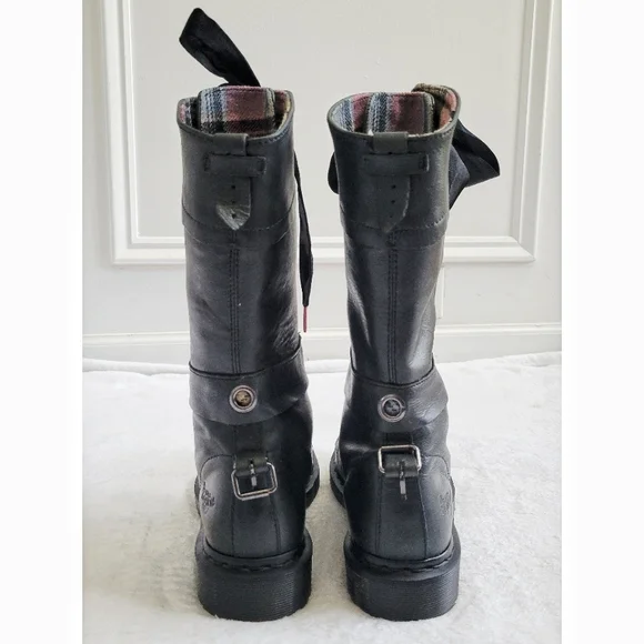 Dr. Martens Triumph Dark Green Combat Foldover Boots with Ribbon Laces Size 8 - Picture 11 of 14